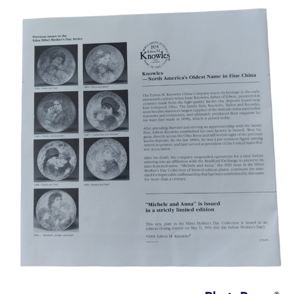 Vintage Hibel "Michelle & Anna Mother's Day Plate. - Picture 5 of 7